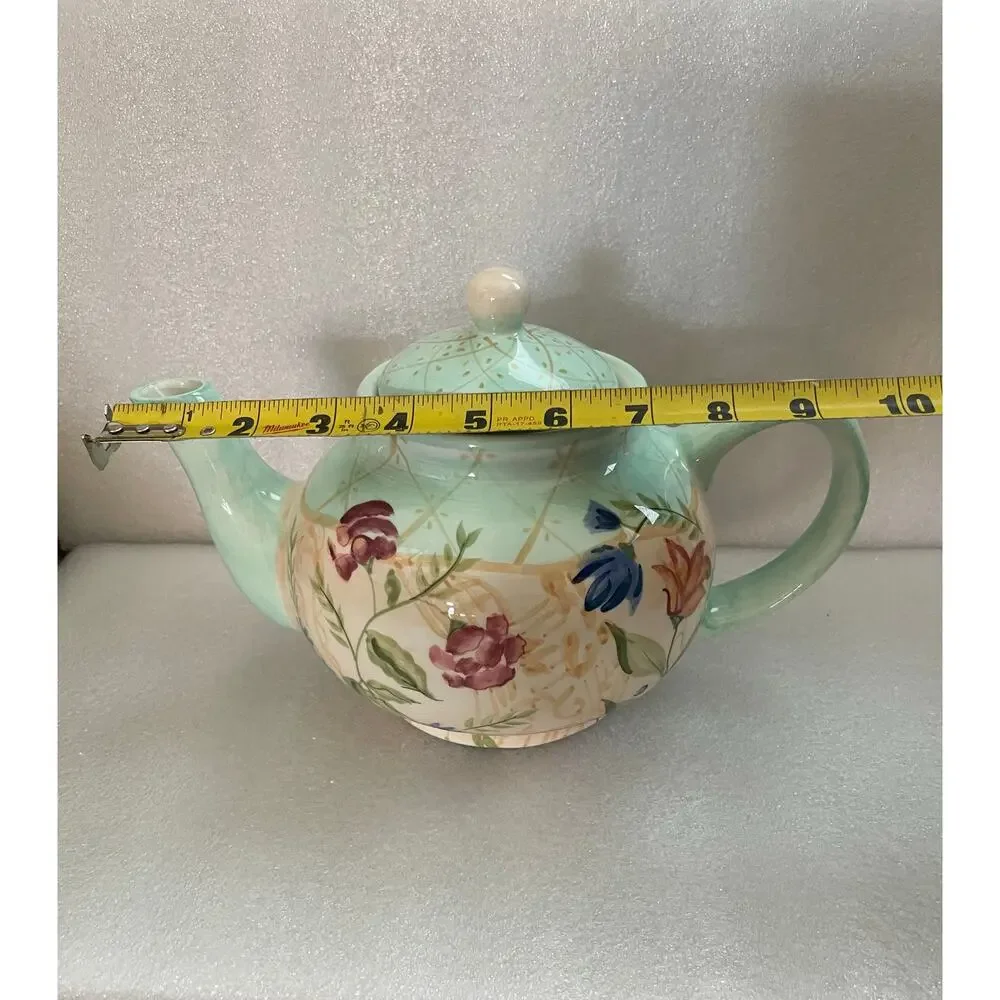 Crate And Barrel Ceramic Teapot 6 Cups Floral Design Victoria